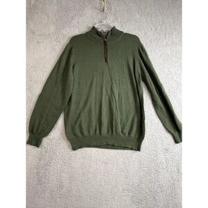 Filippo Riberti Sweater Mens XL Olive Green Quarter Zip Mock Neck Made in Italy